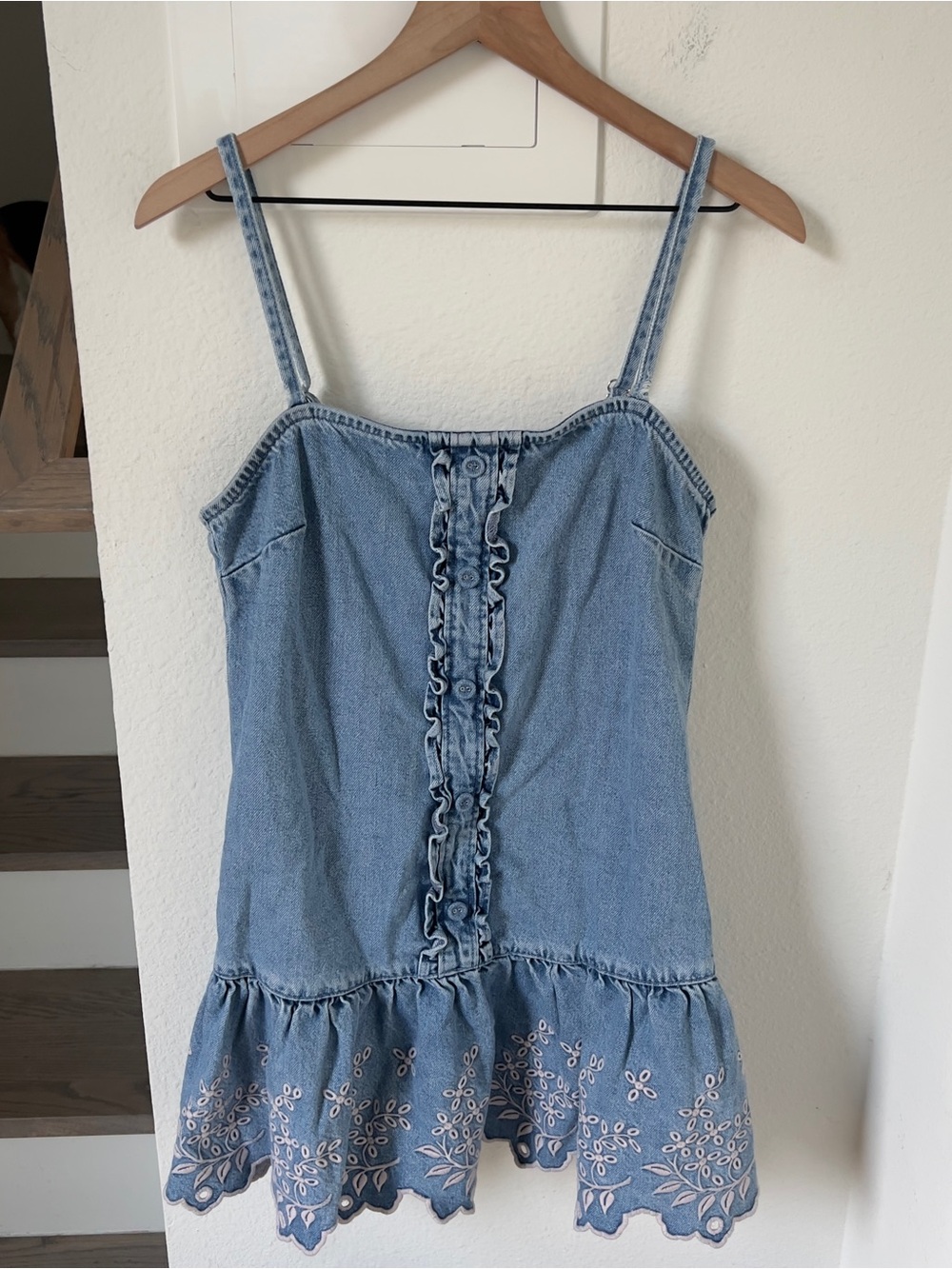 Anthropologie Damson Madder Lana Drop-Waist Mini Dress in Blue Denim - Picture 4 of 10